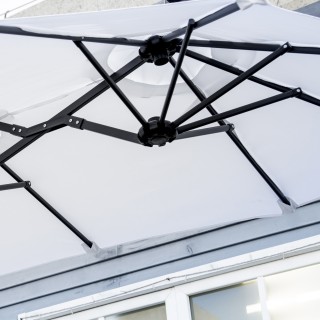 Outsunny Διπλή ανακλινόμενη ομπρέλα κήπου με άνοιγμα μανιβέλας, 285...