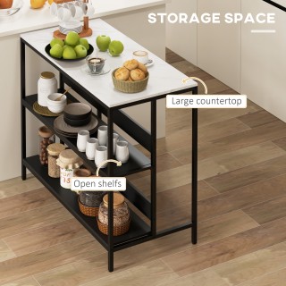HOMCOM Kitchen Island με ράφια, μαρμάρινο εφέ και μεταλλική κατασκε...