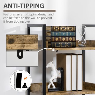 Βιβλιοθήκη HOMCOM Industrial Style με 5 ράφια σε ξύλο και μέταλλο, ... Βιβλιοθήκη HOMCOM Industrial Style με 5 ράφια σε ξύλο και μέταλλο, ...