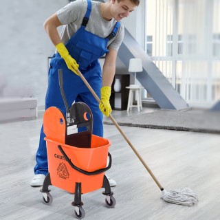 Homcom Professional Cleaning Cart with αφαιρούμενο Wringer και ρόδε... Homcom Professional Cleaning Cart with αφαιρούμενο Wringer και ρόδε...