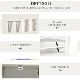 HOMCOM Μοντέρνος Ξύλινος Μπουφές, Ντουλάπα Πολλαπλών Χρήσεων για Σα...