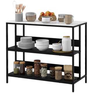 HOMCOM Kitchen Island με ράφια, μαρμάρινο εφέ και μεταλλική κατασκε...