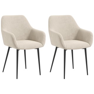 HOMCOM Σετ 2 Σκανδιναβικές Καρέκλες Τραπεζαρίας με Καμπυλωτά Μπράτσ...