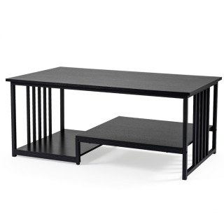 Costway Ορθογώνιο τραπεζάκι σαλονιού με 2 ράφια και ανθεκτικό μεταλ...