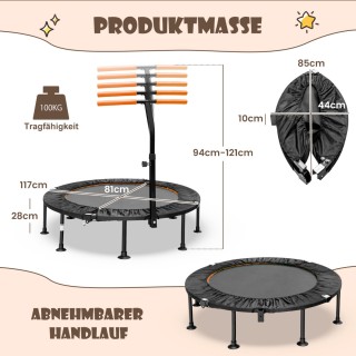 Costway  Πτυσσόμενο Μίνι Τραμπολίνο με Ρυθμιζόμενη Λαβή Παιδικό Τρα...