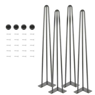 BAKAJI Σετ 4 μεταλλικά πόδια τραπεζιού 60εκ γκρι μοντέρνου σχεδιασμ...