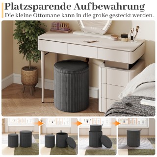 Costway Σετ 2 Στρογγυλών Υποποδίων με Χώρο Αποθήκευσης και Αφαιρούμ...