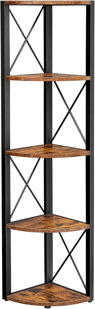 Γωνιακή Ραφιέρα 5 Επιπέδων 30 x 30 x 160cm– Vintage Καφέ/Μαύρο  LLS...
