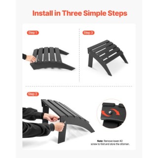 VEVOR Πτυσσόμενο Υποπόδιο Adirondack HDPE Μαύρο KZDADLDKTTBPJARZTV0