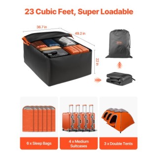 VEVOR Σάκος Οροφής Αυτοκινήτου 23 Κυβικά Πόδια 840D PVC CDHBJX23CUF...