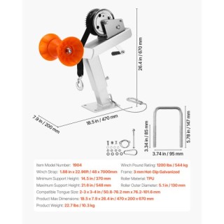 VEVOR Βάση Βίντσι Τρέιλερ Σκάφους με Κύλινδρο 544 kg CYJPZJZZJDJPQJ... VEVOR Βάση Βίντσι Τρέιλερ Σκάφους με Κύλινδρο 544 kg CYJPZJZZJDJPQJ...