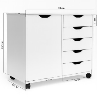 BAKAJI Φορητό Έπιπλο Γραφείου για Εκτυπωτή με Συρταριέρα 5 Συρταριώ...