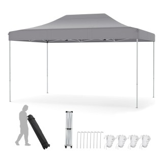 Costway Υπαίθριο Γκρι Πτυσσόμενο Κιόσκι 3 x 4,5 m με Ρόδες και Ρυθμ...