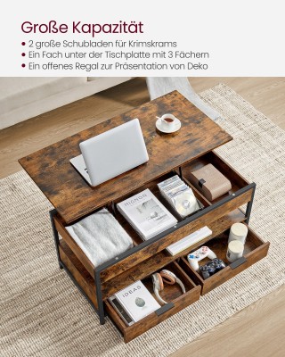 Τραπέζι Σαλονιού VASAGLE με Αποθηκευτικούς Χώρους, Καφέ/Μαύρο Τραπέζι Σαλονιού VASAGLE με Αποθηκευτικούς Χώρους, Καφέ/Μαύρο