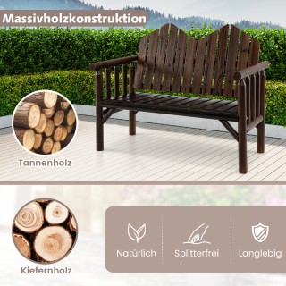 Costway Διθέσιος Κήπου Καναπές Ξύλινος με Κεκλιμένη Πλάτη Καφές NP1...