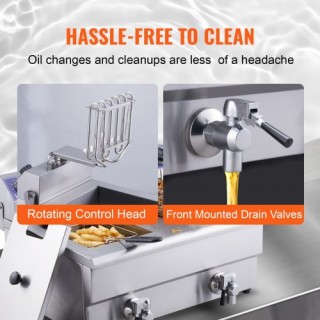 VEVOR Επαγγελματική Ηλεκτρική Φριτέζα Πάγκου με Διπλές Δεξαμενές 60...