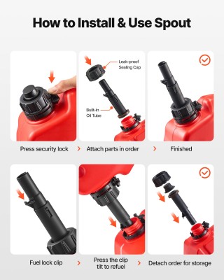 VEVOR Φορητό Δοχείο Καυσίμου 10 Λίτρων με Ρύγχος & Κλείδωμα, Κόκκιν...