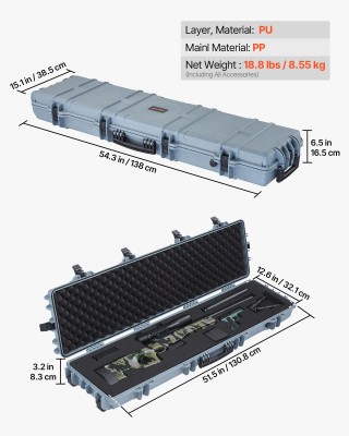 VEVOR Αδιάβροχη Θήκη Όπλων IP67 με Ρόδες, Ανθεκτική και Φορητή, 54....