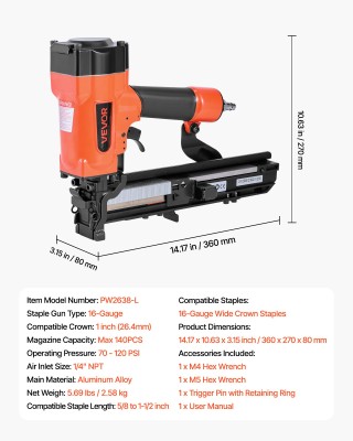 VEVOR Πνευματικό Καρφωτικό με Στεφάνη 26.4mm για Συρραπτικά Μήκους ... VEVOR Πνευματικό Καρφωτικό με Στεφάνη 26.4mm για Συρραπτικά Μήκους ...