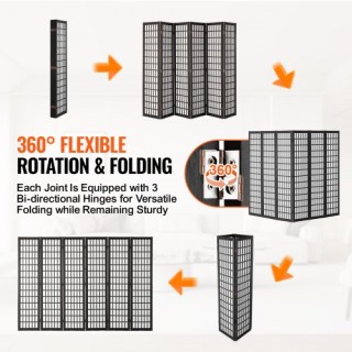 VEVOR Διαχωριστικό Δωματίου Ιαπωνικό με 4 Πάνελ (Μαύρο) RSPF6MBCSPM...