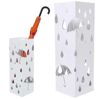 BAKAJI Σταντ Ομπρελοθήκης Σιδερένιο Τετράγωνο Λευκό με Δοχείο Συλλ... BAKAJI Σταντ Ομπρελοθήκης Σιδερένιο Τετράγωνο Λευκό με Δοχείο Συλλ...