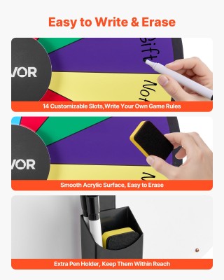 VEVOR Τροχός Τύχης 61 cm, 14 Θέσεων με Βάση, Επιτραπέζιος, Εύκολη Σ...