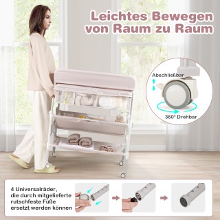 Costway Φορητή Αλλαξιέρα με Ρόδες και Ρυθμιζόμενο Ύψος, Μπεζ AC10029NA