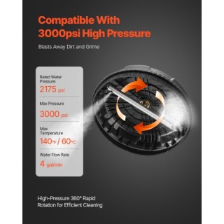 VEVOR Πλυστικό Επιφανειών 15 με 4 Τροχούς 3000 PSI Μαύρο GYQXJBMQJQ...