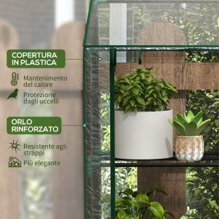 Outsunny Θερμοκήπιο Κήπου με Κάλυψη PE, 6 Ράφια και 2 Πόρτες με Μετ...