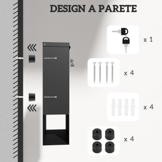 HOMCOM Μεταλλικό Ταχυδρομικό Κουτί Τοίχου με Παράθυρο και Κλειδαριά...
