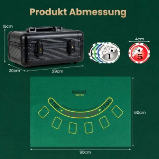 Costway Σετ Πόκερ με 300 Μάρκες, 2 Τράπουλες, Πόκερ Φελτ και Αλουμι...