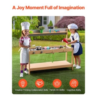 VEVOR Ξύλινη Κουζίνα Λάσπης Εξωτερικού Χώρου Παιδικό Παιχνίδι Ρόλων...