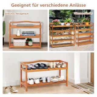 Costway  Παπουτσοθήκη 3 επιπέδων από Ακακία με Πλαϊνούς Μεταλλικούς...