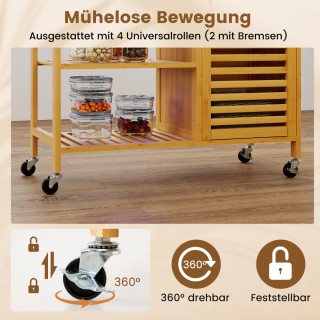 Costway Φυσικός Μπαμπού Τροχήλατος Κουζίνας με Συρτάρι και Ράφια KC... Costway Φυσικός Μπαμπού Τροχήλατος Κουζίνας με Συρτάρι και Ράφια KC...