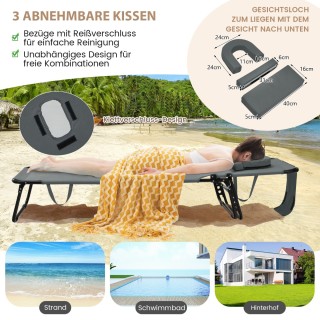 Costway  Πτυσσόμενη Ξαπλώστρα Παραλίας με Ρυθμιζόμενη Πλάτη και Αφα...