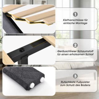 Costway Σκελετός Διπλού Κρεβατιού 140 x 200 cm με Ρυθμιζόμενο Γεωμε...