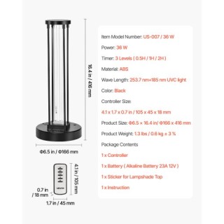 VEVOR Λάμπα Υπεριώδους Φωτός 36W με Οζονοκαθαριστή και Χρονοδιακόπτ... VEVOR Λάμπα Υπεριώδους Φωτός 36W με Οζονοκαθαριστή και Χρονοδιακόπτ...