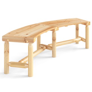 Costway  Καμπυλωτό Ξύλινο Παγκάκι Φωτιάς για 2-3 Άτομα - Φυσική Εξω...