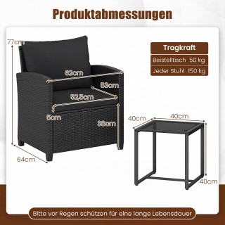 Costway Σετ επίπλων κήπου ρατάν με 2 καρέκλες, μαξιλάρια και γυάλιν... Costway Σετ επίπλων κήπου ρατάν με 2 καρέκλες, μαξιλάρια και γυάλιν...