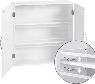 Επιτοίχιο Ντουλάπι Μπάνιου με Ρυθμιζόμενα Ράφια VASAGLE BBC320W01 Επιτοίχιο Ντουλάπι Μπάνιου με Ρυθμιζόμενα Ράφια VASAGLE BBC320W01