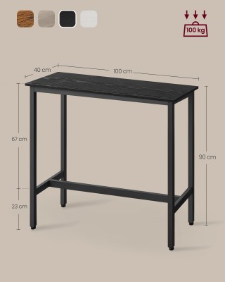 Βιομηχανικό Τραπέζι VASAGLE, 100 εκ., Μαύρο 