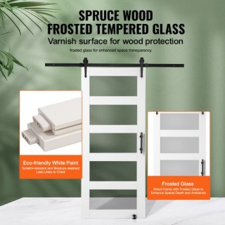 VEVOR Κιτ Συρόμενης Πόρτας Αχυρώνα 36 x 84 Ξύλο και Γυαλί  BLGCMTZS...