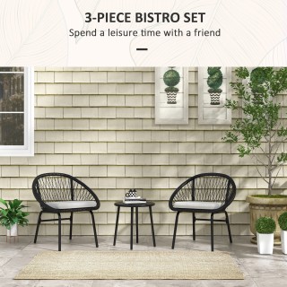 Outsunny Σετ κήπου με 2 καρέκλες με μαξιλάρι και τραπεζάκι σαλονιού...