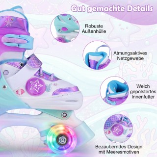 Costway Παιδικά τετράτροχα πατίνια ρυθμιζόμενα σε 4 μεγέθη με φωτιζ...