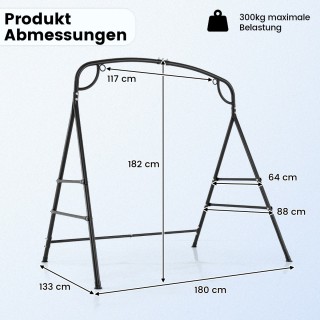 Costway Μεταλλική Α-σχήματος Κούνια με Αντοχή 300kg και Διπλές Επιλ...