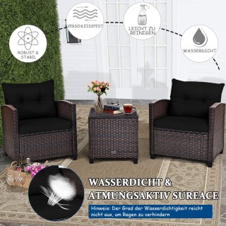 Costway  Σετ Καθιστικού 3 Τεμαχίων από Rattan για Εξωτερικούς Χώρου...