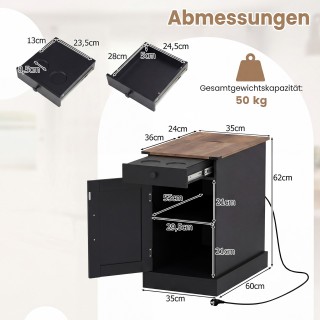 Costway Πλευρικό Τραπέζι/Ντουλάπι με Σταθμό Φόρτισης και Αναδιπλούμ... Costway Πλευρικό Τραπέζι/Ντουλάπι με Σταθμό Φόρτισης και Αναδιπλούμ...