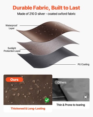 VEVOR Τοίχωμα Σκηνής Καφέ 1,73 x 1,48 μ, Αδιάβροχο & Αντηλιακό, 6 Τ...