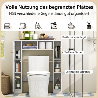 Costway Λευκό Ντουλάπι Μπάνιου με 2 Ανοιχτά Ράφια & 4 Ρυθμιζόμενα Ρ... Costway Λευκό Ντουλάπι Μπάνιου με 2 Ανοιχτά Ράφια & 4 Ρυθμιζόμενα Ρ...