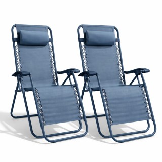 BAKAJI Σετ 2 Καρέκλες Μηδενικής Βαρύτητας Πτυσσόμενες Καρέκλες Κήπο...